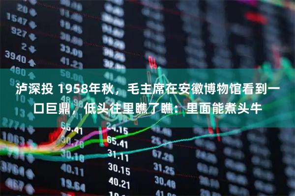 泸深投 1958年秋，毛主席在安徽博物馆看到一口巨鼎，低头往里瞧了瞧：里面能煮头牛