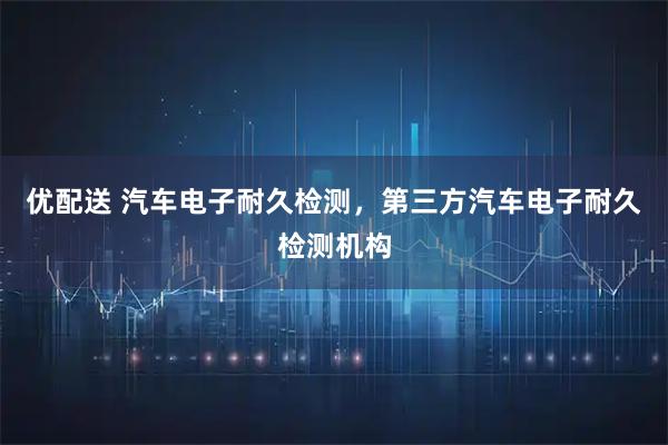 优配送 汽车电子耐久检测,第三方汽车电子耐久检测机构