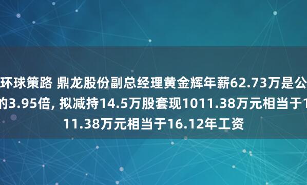 环球策路 鼎龙股份副总经理黄金辉年薪62.73万是公司人均薪酬的3.95倍, 拟减持14.5万股套现1011.38万元相当于16.12年工资